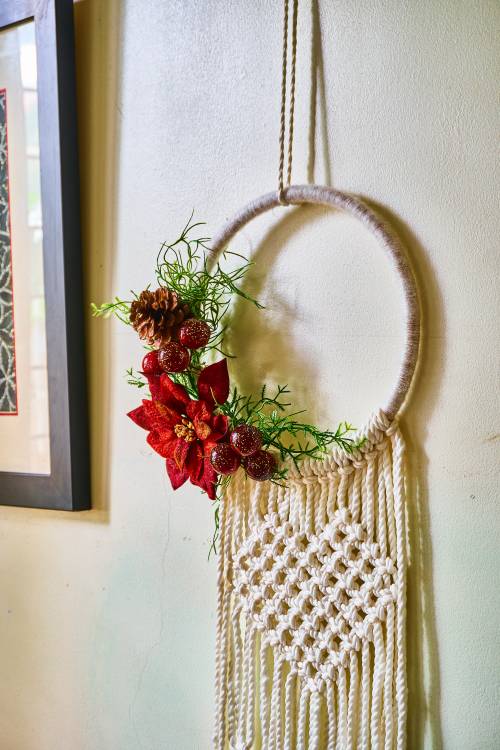 Our handmade wall hanging is one of our macrame products.